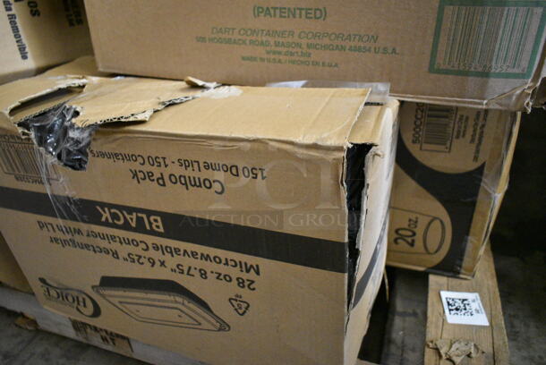 PALLET LOT of 30 BRAND NEW Boxes Including 50012C 12 oz. Coffee Print Poly Paper Hot Cup, 500CC20 Choice Clear PET Customizable Plastic Cold Cup - 20 oz. - 600/Case, Dart 90HTPF1R White Foam Square Take Out Container with Hinged Lid 9" x 9" x 3" - 200/Case, 5 Box 10020 Shopping Bags, 612605070HD Full Size Heavy-Duty Foil Steam Table Pan Deep 3 3/8" Depth, 500CC24 Choice Clear PET Customizable Plastic Cold Cup - 24 oz. - 600/Case, 9CPWCR Plates. 30 Times Your Bid! - Image 5 of 12