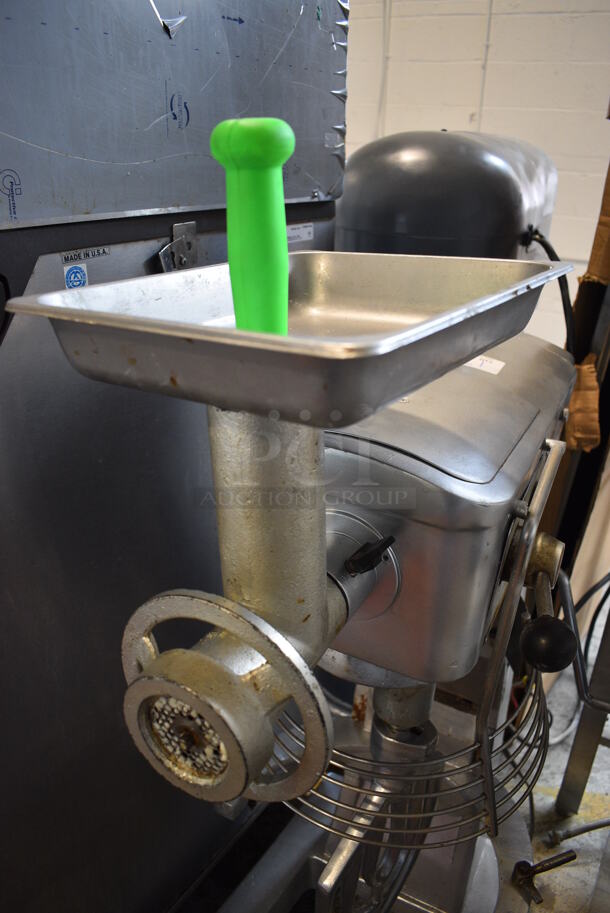 Model SM-30 Metal Commercial Floor Style 30 Quart Planetary Dough Mixer w/ Bowl Guard, Paddle Attachment, Meat Grinder, Tray and Pusher. 110 Volts, 1 Phase. 24x30x55. Tested and Powers On But Parts Do Not Move - Image 2 of 8