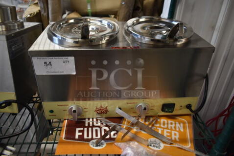 BRAND NEW SCRATCH AND DENT! Carnival King RWS35DBL Stainless Steel Commercial Double 3.5 Qt. Warmer with Lids. 120 Volts, 1 Phase. Tested and Working!