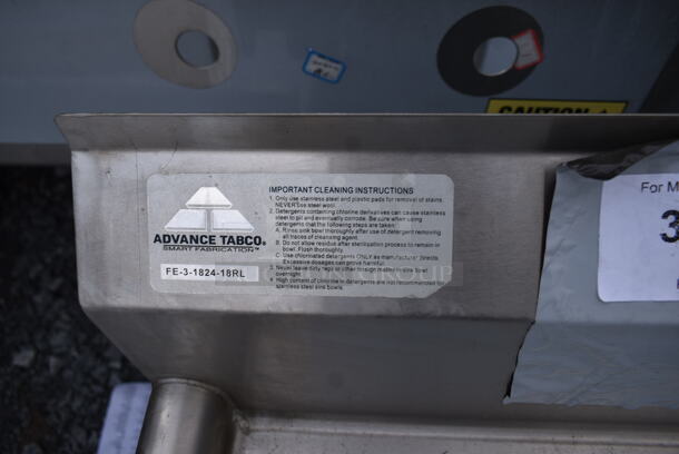 BRAND NEW SCRATCH AND DENT! Advance Tabco FE-3-1824-18RL Three Compartment Stainless Steel Commercial Sink with Two Drainboards - 90" - Image 8 of 8