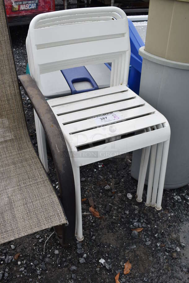 5 White Metal Patio Chairs. 17x19x31. 5 Times Your Bid! - Image 2 of 4