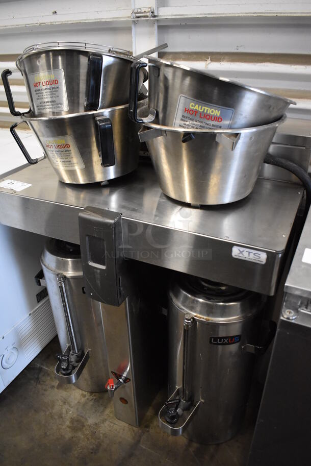 Stainless Steel Commercial Countertop Dual Coffee Machine w/ Hot Water Dispenser, 4 Stainless Steel Brew Baskets and 2 Stainless Steel Satellite Servers. 32x25x38 - Image 5 of 9