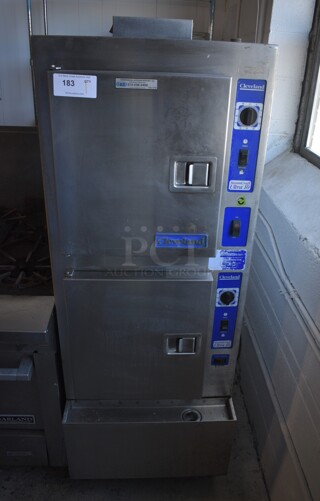 Cleveland SteamCraft Ultra 10 Stainless Steel Commercial Natural Gas Powered Double Deck Steam Cabinet. 24x37.5x65