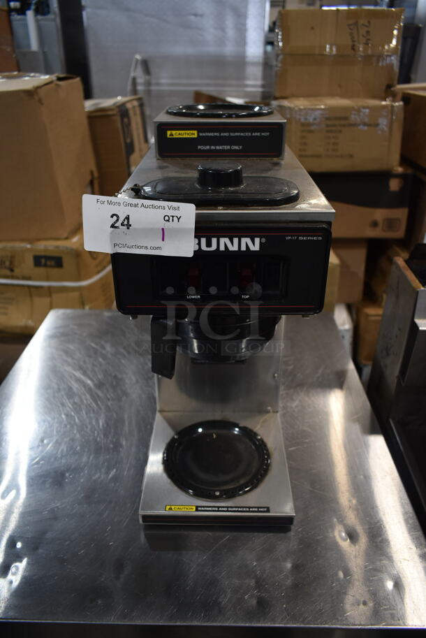 Bunn VP17-2 Stainless Steel Commercial Countertop 2 Burner Coffee Machine w/ Poly Brew Basket. 120 Volts, 1 Phase. 