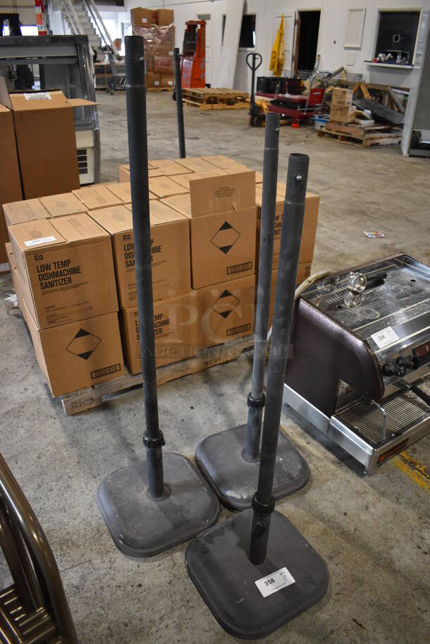 3 Black Floor Style Patio Umbrella Stands. 14x14x47, 14x14x54. 3 Times Your Bid! - Image 4 of 4