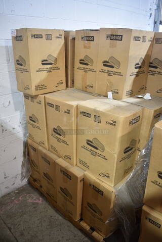 PALLET LOT of 28 BRAND NEW Boxes of TriPak MT8450B 10"x7" Oblong Plastic Microwaveable Container. 28 Times Your Bid!