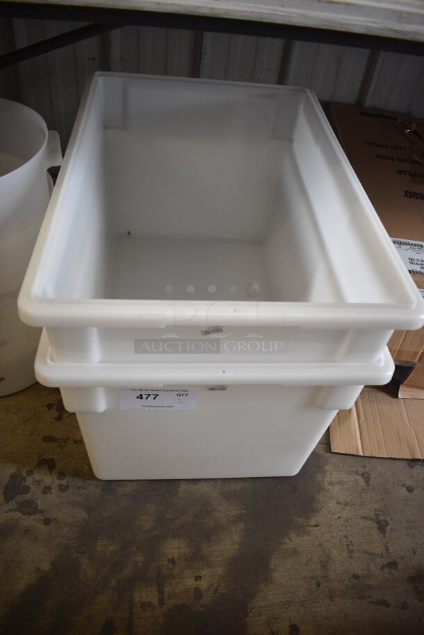 ALL ONE MONEY! Lot of 2 BRAND NEW! White Poly Bins. 18x26x15