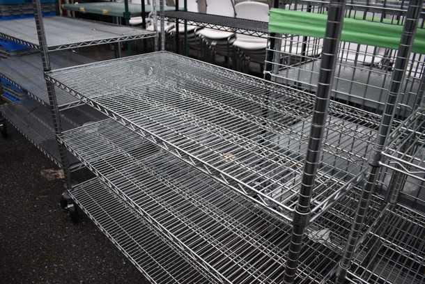 Metro Chrome Finish 4 Tier Shelving Unit on Commercial Casters. BUYER MUST DISMANTLE. PCI CANNOT DISMANTLE FOR SHIPPING. PLEASE CONSIDER FREIGHT CHARGES. 60x30x80 - Image 3 of 5