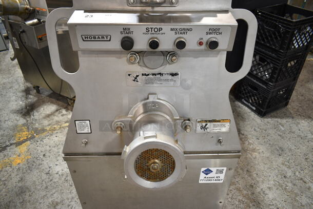 Hobart MG2032 Metal Commercial Floor Style Electric Powered Meat Mixer Grinder on Commercial Casters. 208 Volts, 3 Phase. Tested and Working! - Image 2 of 6