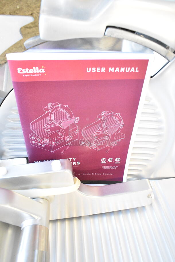 BRAND NEW SCRATCH AND DENT! Estella 348SLM12 Stainless Steel Commercial Countertop 12" Heavy-Duty Manual Meat Slicer. 115 Volts, 1 Phase. Tested and Working! - Image 5 of 11