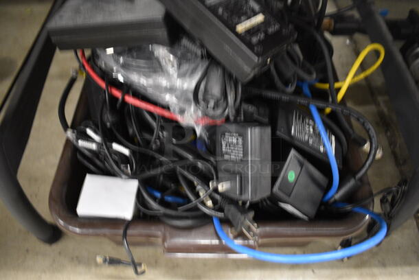 ALL ONE MONEY! Lot of Various Cords in Brown Bus Bin! 21x15x7 - Image 4 of 4