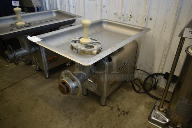 LATE MODEL! Hobart 4822 Stainless Steel Commercial Countertop Meat Grinder w/ Tray and Pusher. 120 Volts, 1 Phase. Tested and Working!