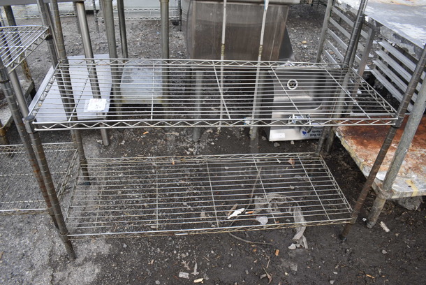 Chrome Finish 2 Tier Wire Shelving Unit. BUYER MUST DISMANTLE. PCI CANNOT DISMANTLE FOR SHIPPING. PLEASE CONSIDER FREIGHT CHARGES. 36x18x38.5 - Image 1 of 5