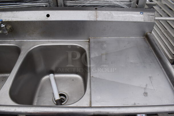 Eagle Stainless Steel Commercial 3 Bay Sink w/ Dual Drain Boards, Faucet and Handles. 90x26x44. Bays 16z19z13. Drain Boards 17x23x1 - Image 5 of 6