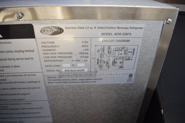 BRAND NEW SCRATCH AND DENT! 2018 Whynter BOR-326FS Stainless Steel Mini Single Door Reach In Cooler. 115 Volts, 1 Phase. 14.5x23x32.5. Tested and Working! - Image 6 of 6