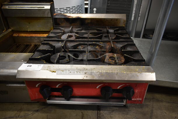 2020 Avantco 177CAGR424 Stainless Steel Commercial Countertop Natural Gas Powered 4 Burner Range.  - Image 1 of 7