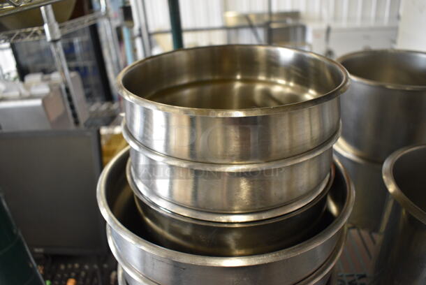 7 Various Stainless Steel Cylindrical Drop In Bins. Includes 9x9x8. 7 Times Your Bid! - Image 3 of 3