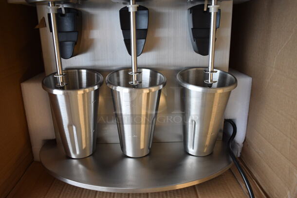 BRAND NEW IN BOX! Avamix Model DM-B-30C Stainless Steel Commercial Countertop 3 Head Drink Mixer. 120 Volts, 1 Phase. 18x12x20 - Image 5 of 7