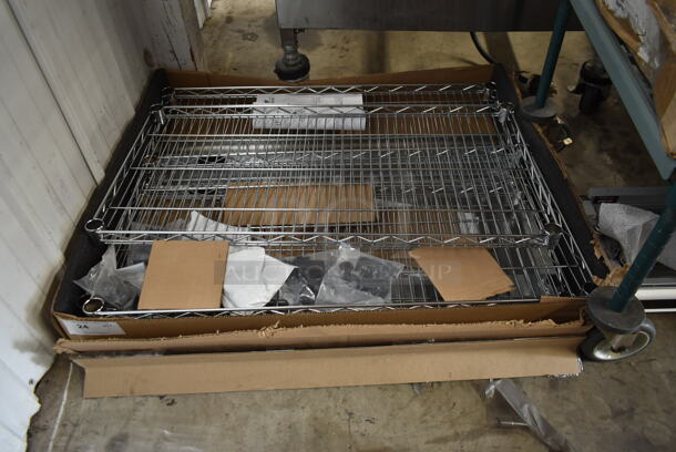 ALL ONE MONEY! BRAND NEW Box of 2 Chrome Finish Wire Shelves. - Image 1 of 3