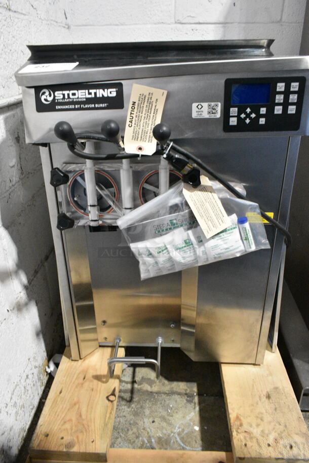 BRAND NEW SCRATCH AND DENT! 2024 Stoelting F131-38I2-SAMS Stainless Steel Commercial Air Cooled Countertop 2 Flavor w/ Twist Soft Serve Ice Cream Machine. 208-240 Volts, 1 Phase. - Image 6 of 7