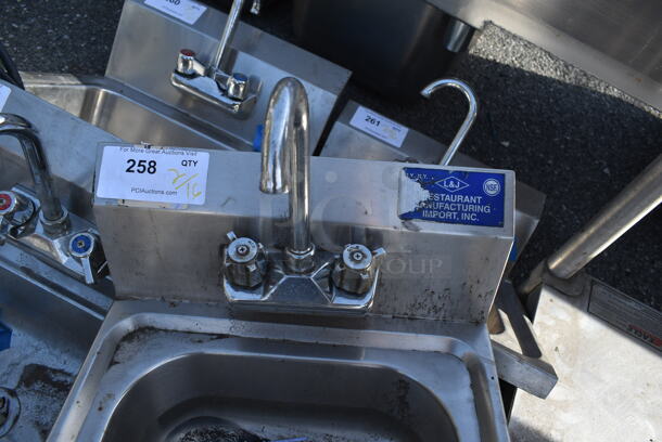 Stainless Steel Commercial Single Bay Wall Mount Sink w/ Faucet and Handles. - Image 3 of 3