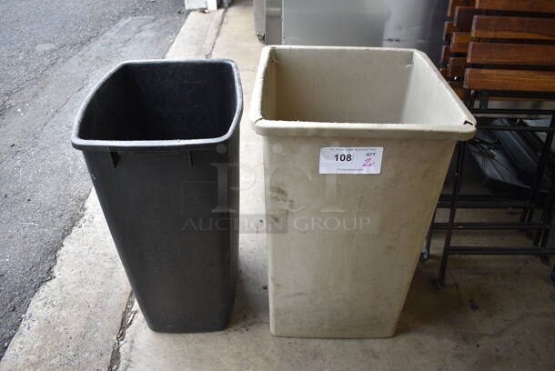 2 Various Poly Trash Cans. 12x16x22, 15x15x24. 2 Times Your Bid!