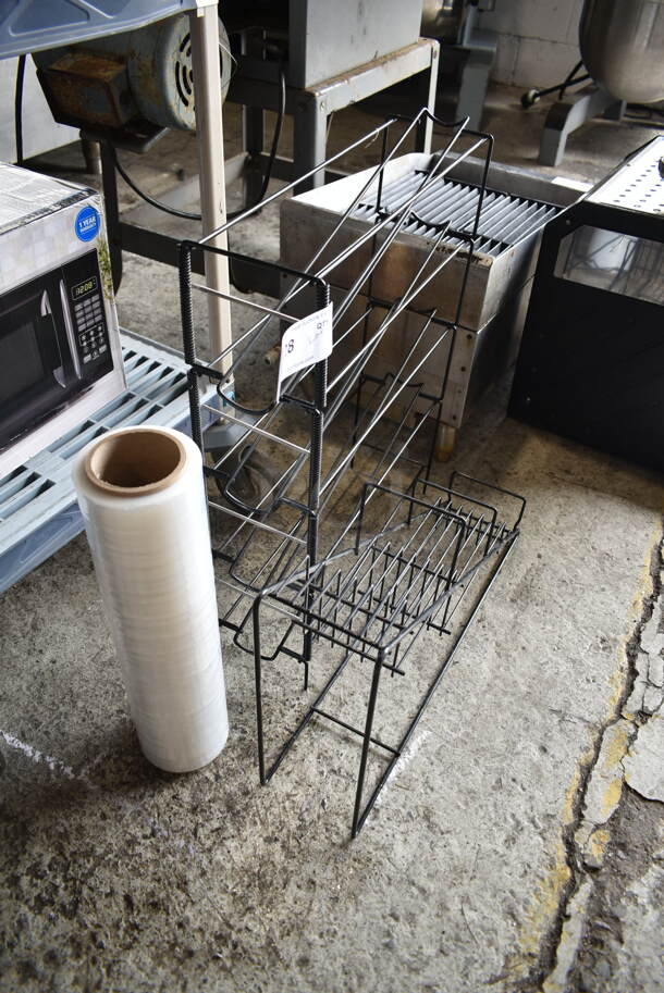 ALL ONE MONEY! Lot of Metal Wire Racks and Plastic Wrap Roll - Image 2 of 5