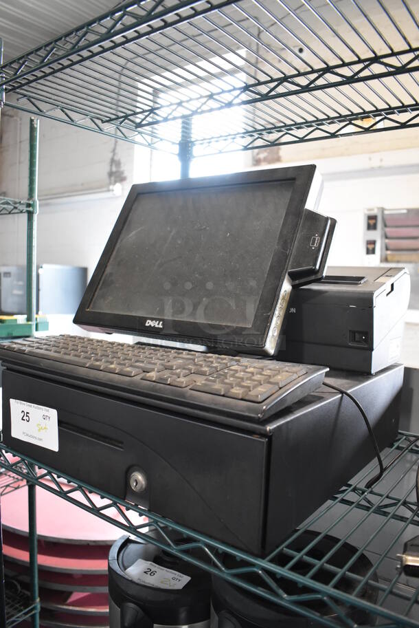 ALL ONE MONEY! Lot of Dell 15" POS Monitor w/ Epson M244A Receipt Printer and Metal Cash Drawer - Image 2 of 6