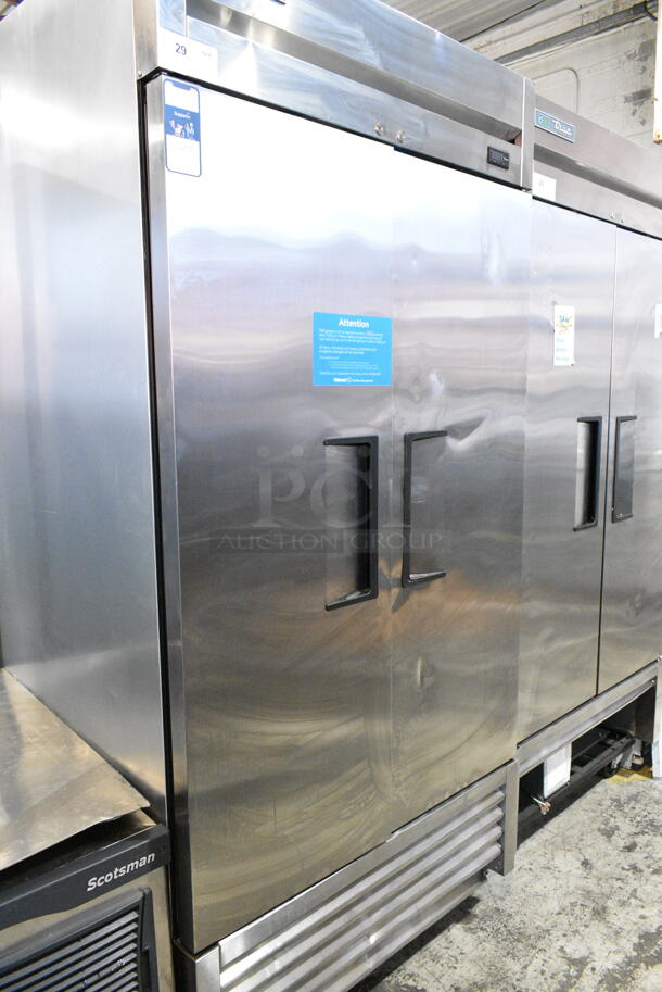 2021 True T-35-HC Stainless Steel Commercial 2 Door Reach In Cooler w/ Poly Coated Racks on Commercial Casters. 115 Volts, 1 Phase. Tested and Working! - Image 1 of 6