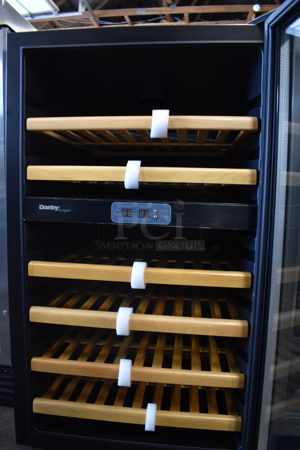 BRAND NEW SCRATCH AND DENT! Danby DWC283BLS-1 Commercial Stainless Steel Wine Cooler With Glass Door, Wood Shelves and Black Cabinet. 115V. Tested And Working!  - Image 3 of 7
