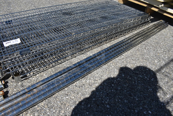ALL ONE MONEY! Lot of 4 Nexel Chrome Finish Shelves and 4 Poles! 54x24x1.5, 74" - Image 2 of 3