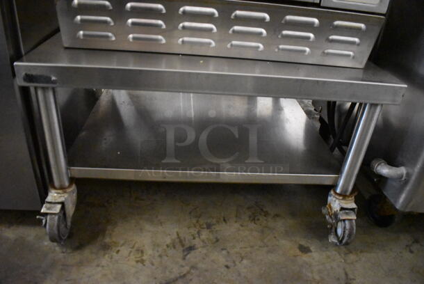 2 Turbochef NGC Stainless Steel Commercial Electric Powered Rapid Cook Ovens w/ Stainless Steel Commercial Equipment Stand on Commercial Casters. 208/240 Volts, 1 Phase. 30x30x55. 2 Times Your Bid! - Image 8 of 12