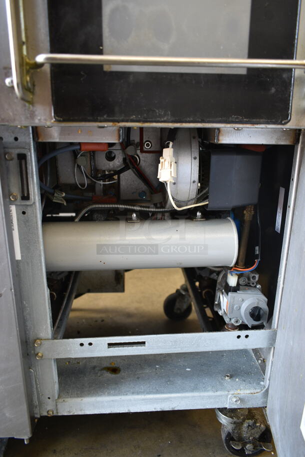 2019 Frymaster BIGLA430-8TSD Stainless Steel Commercial Natural Gas Powered 4 Bay Deep Fat Fryer w/ Filtration System on Commercial Casters. 105,000 BTU.  - Image 12 of 12