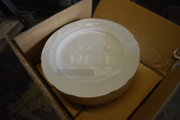 24 BRAND NEW IN BOX! Tuxton CHA-096 White Ceramic Plates. 9.75x9.75x1. 24 Times Your Bid!