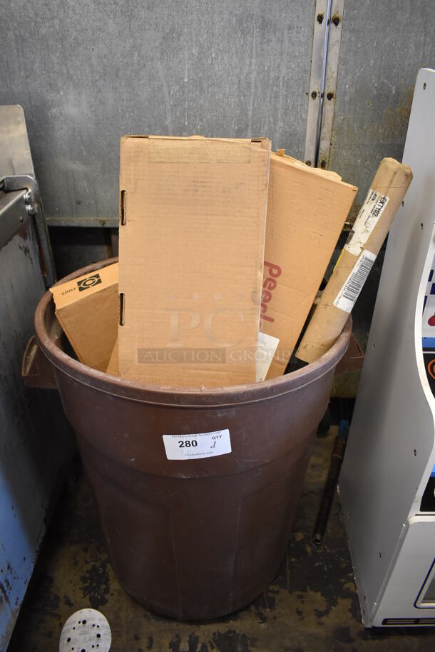 ALL ONE MONEY! Lot of Various Items Including Metal, Mounts in Brown Poly Trash Can.  - Image 2 of 9