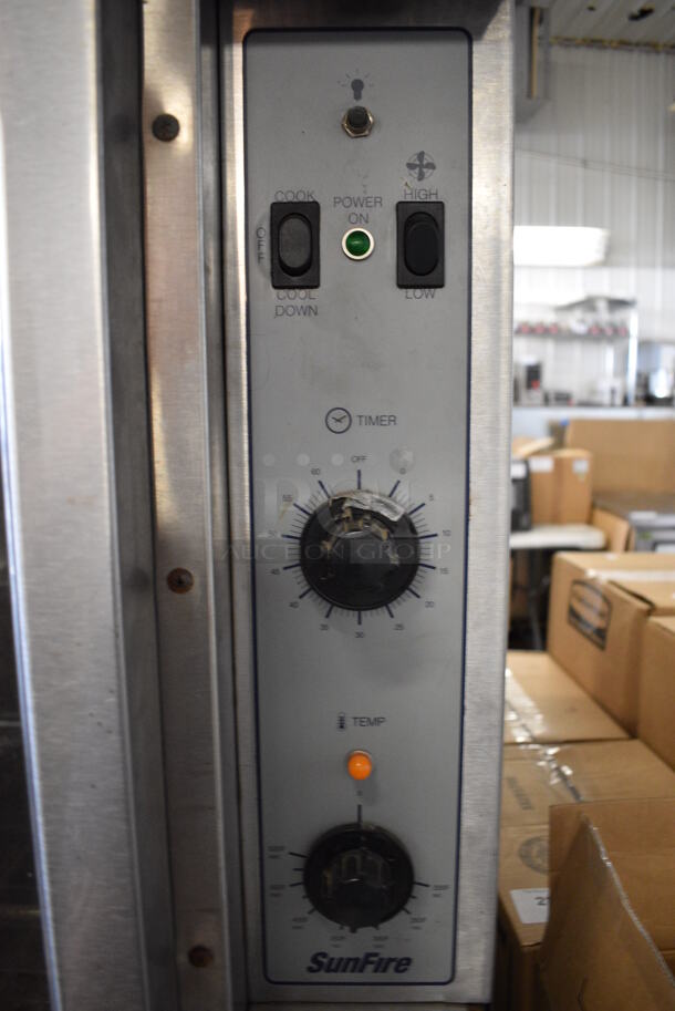 Garland SunFire Stainless Steel Commercial Natural Gas Powered Full Size Convection Oven w/ View Through Doors, Metal Oven Racks and Thermostatic Controls on Stand w/ Commercial Casters. 40x41x63 - Image 5 of 8