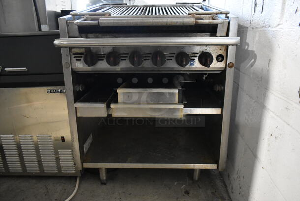 MagiKitch'n Stainless Steel Commercial Floor Style Natural Gas Powered Charbroiler Grill w/ Under Shelf. - Image 3 of 7