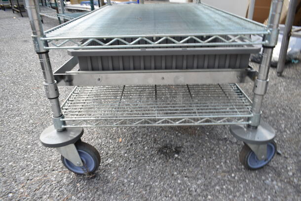 Chrome Finish 5 Tier Wire Shelving Unit on Commercial Casters.  - Image 4 of 6