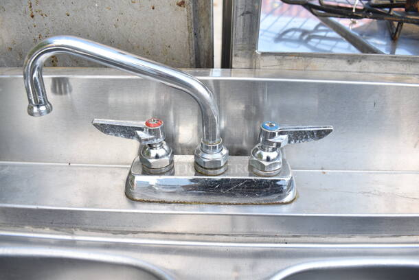 Stainless Steel 4 Bay Sink w/ Dual Drain Boards, 2 Faucet and 2 Handle Sets. Bay 10x15 - Image 7 of 9