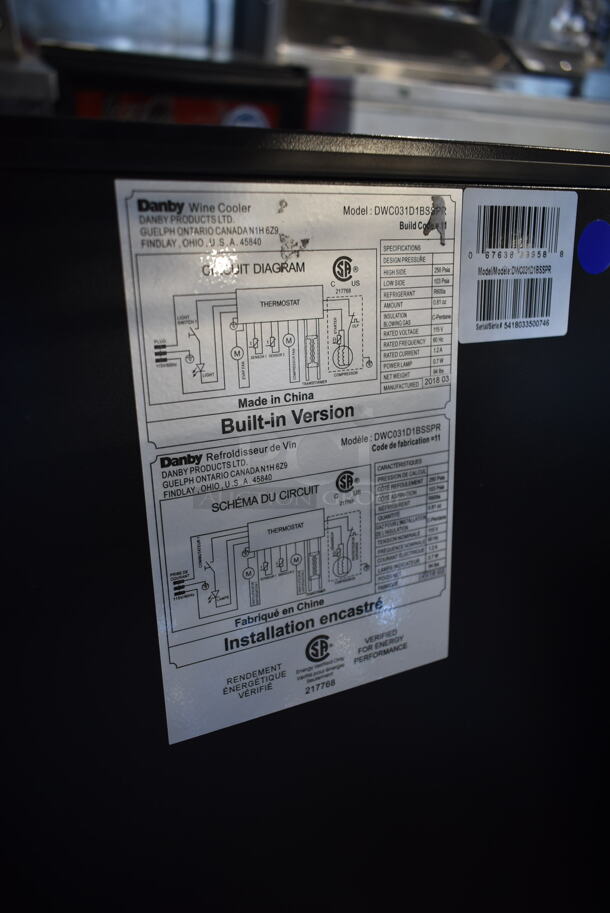 BRAND NEW SCRATCH AND DENT! Danby DWC031D1BSSPR Silhouette Professional Tuscany 28 Bottle Built-In Wine Cooler Merchandiser. 115 Volts, 1 Phase. Tested and Working! - Image 4 of 4