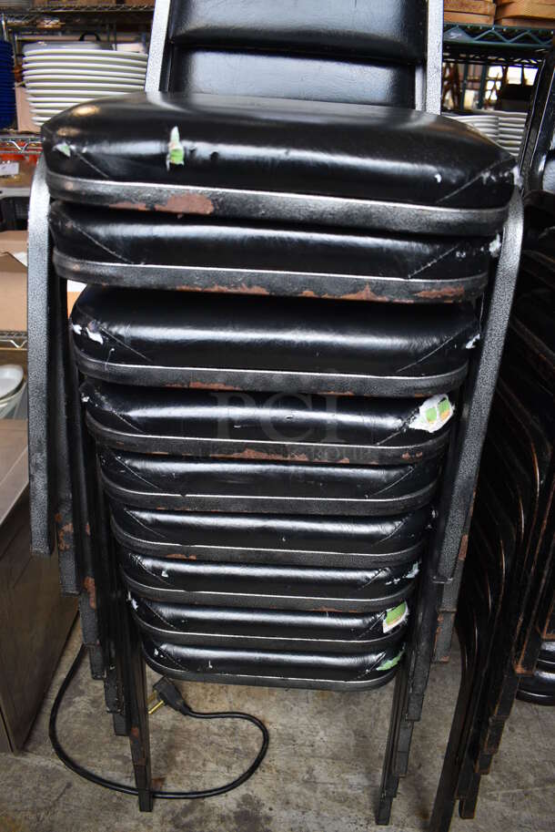 9 Gray Metal Stackable Banquet Chairs w/ Black Cushions. 18x21x32. 9 Times Your Bid! - Image 4 of 4