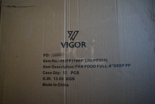 3 Boxes of 12 BRAND NEW IN BOX! Vigor 247FP118PP Full Size 8" Deep Translucent Polypropylene Food Pan. 3 Times Your Bid! - Image 3 of 3