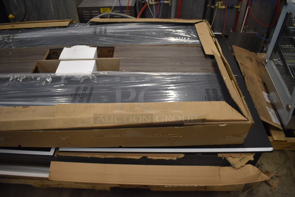BRAND NEW SCRATCH AND DENT! Atomic G05302W 115G05302W Hampton 7' Gray Wood Conversion Top Billiard / Ping Pong / Dining Table Set with Benches and Accessories. Stock Picture Used As Gallery - Image 3 of 6