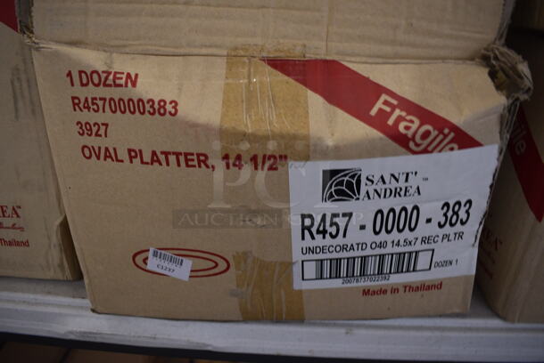 24 BRAND NEW IN BOX! Sant Andrea White Ceramic Oval Plates. 14.5x10.5x1. 24 Times Your Bid! - Image 3 of 3