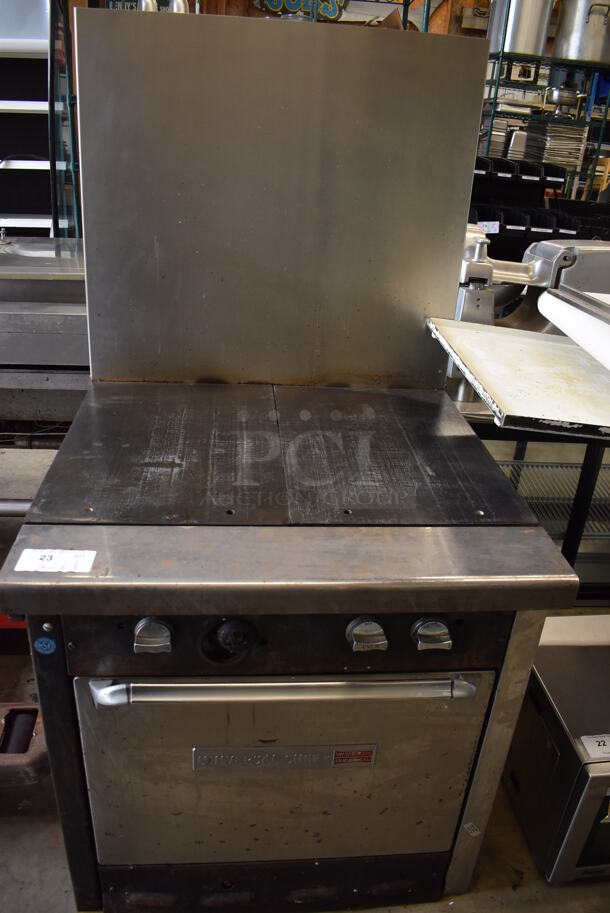 Waste King Universal Chef Stainless Steel Commercial Natural Gas Powered Flat Top Griddle w/ Oven and Back Splash. 32x36x61.5 - Image 1 of 7