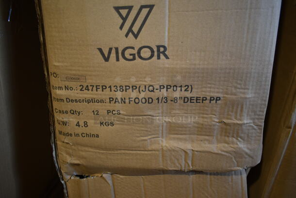 3 Boxes of 12 BRAND NEW IN BOX! Vigor 247FP138PP 1/3 Size 8" Deep Translucent Polypropylene Food Pan. 3 Times Your Bid! - Image 3 of 3