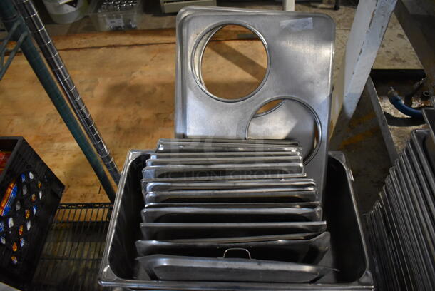 ALL ONE MONEY! Lot of 14 Stainless Steel Drop In Bins, 20 Stainless Steel Drop In Bin Lids and 2 Adapters. Includes 1/1x4, 1/2x6, 1/6x6 - Image 6 of 6