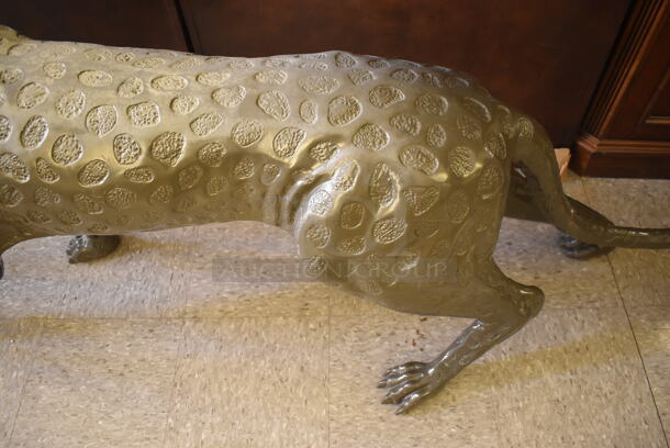 AWESOME! Bronze Painted Jaguar Statue. - Image 6 of 8