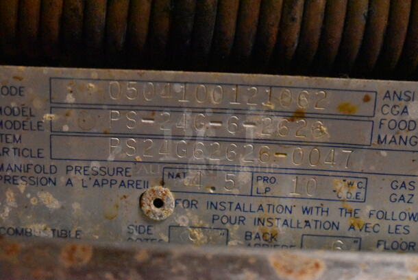 Garland PS-24G-6-2628 Stainless Steel Commercial Natural Gas Powered 6 Burner Range w/ Left Side Flat Top, 2 Ovens, Over Shelf and Back Splash.  - Image 11 of 11