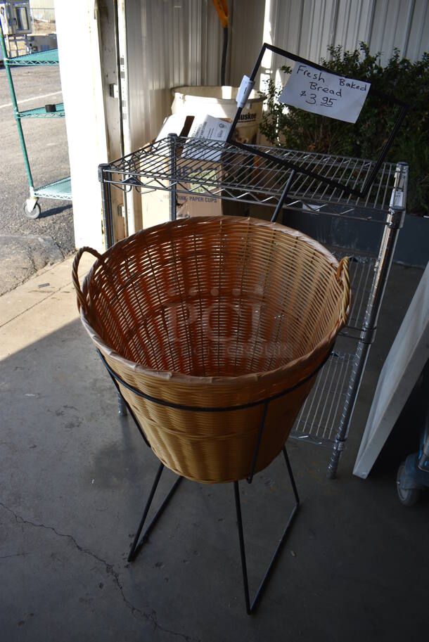 Black Metal Floor Style Stand w/ Basket. 18x22x45 - Image 4 of 4